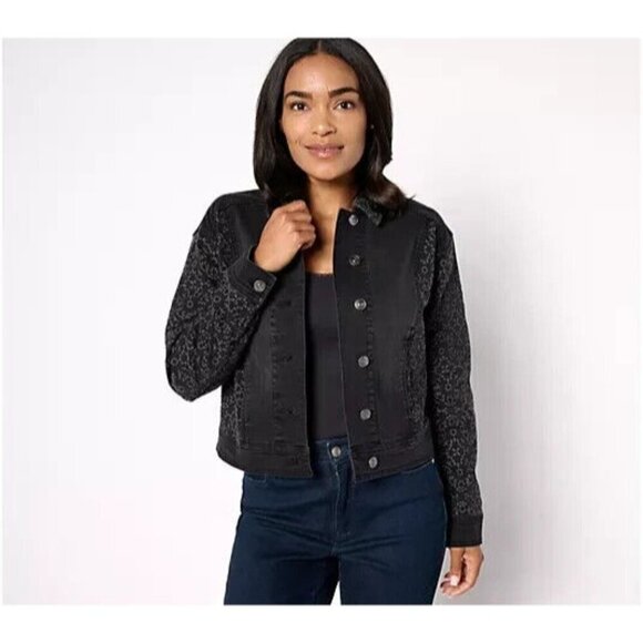 LOGO Lab by Lori Goldstein Denim Jacket Washed Black Reg 12 A658960 - Picture 1 of 1